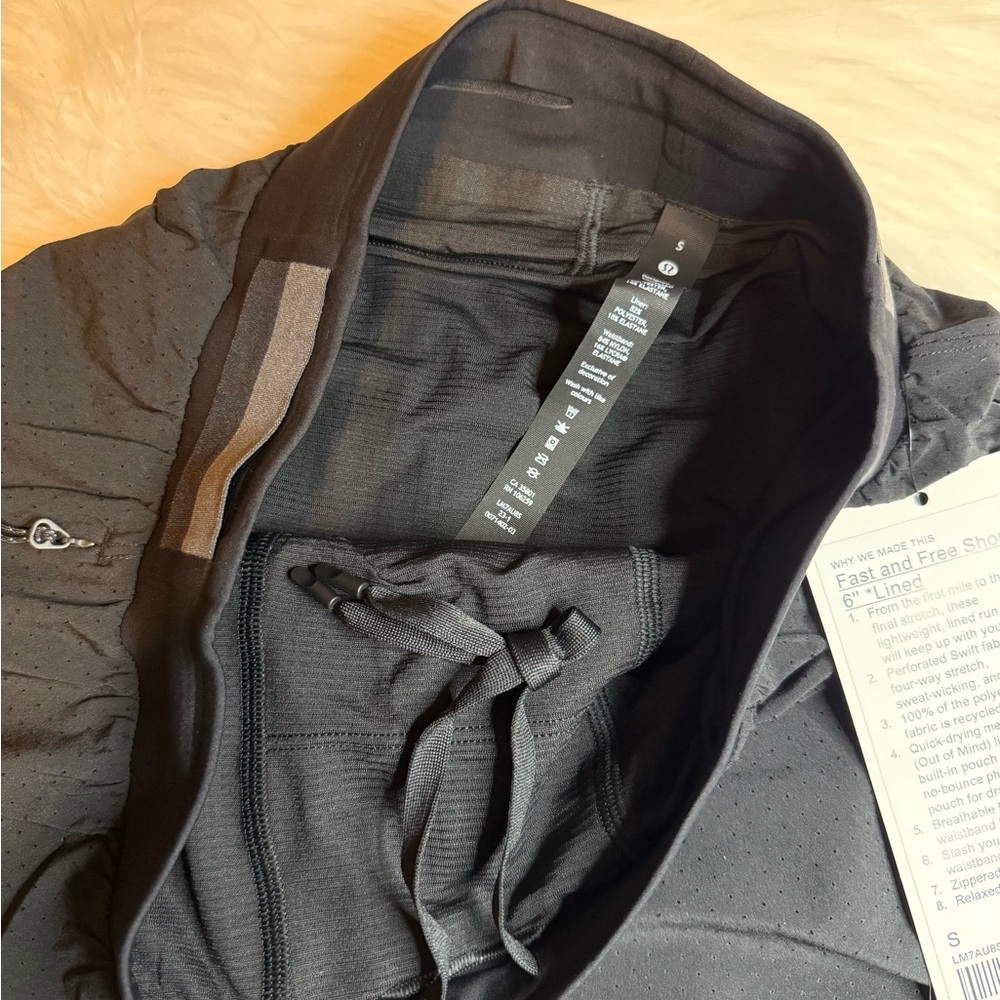 Lululemon Fast Free Shorts 6" Lined Men Size S Black New - Picture 3 of 5